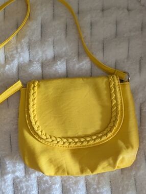 Yellow Crossbody Bag with Braided Trim